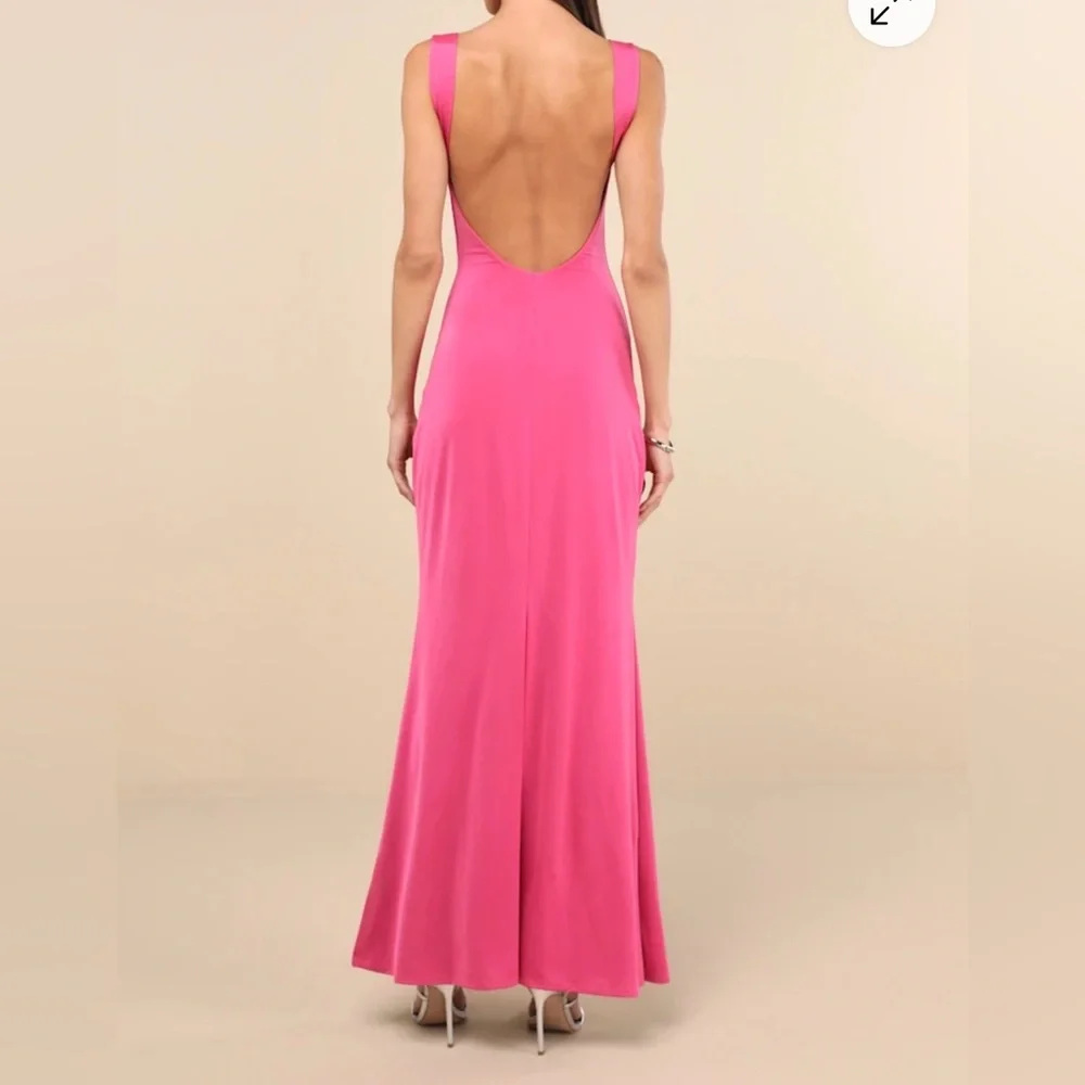Lulu's Vibrant Fuchsia Pink Column Maxi Dress Women’s size XS - Picture 4 of 13